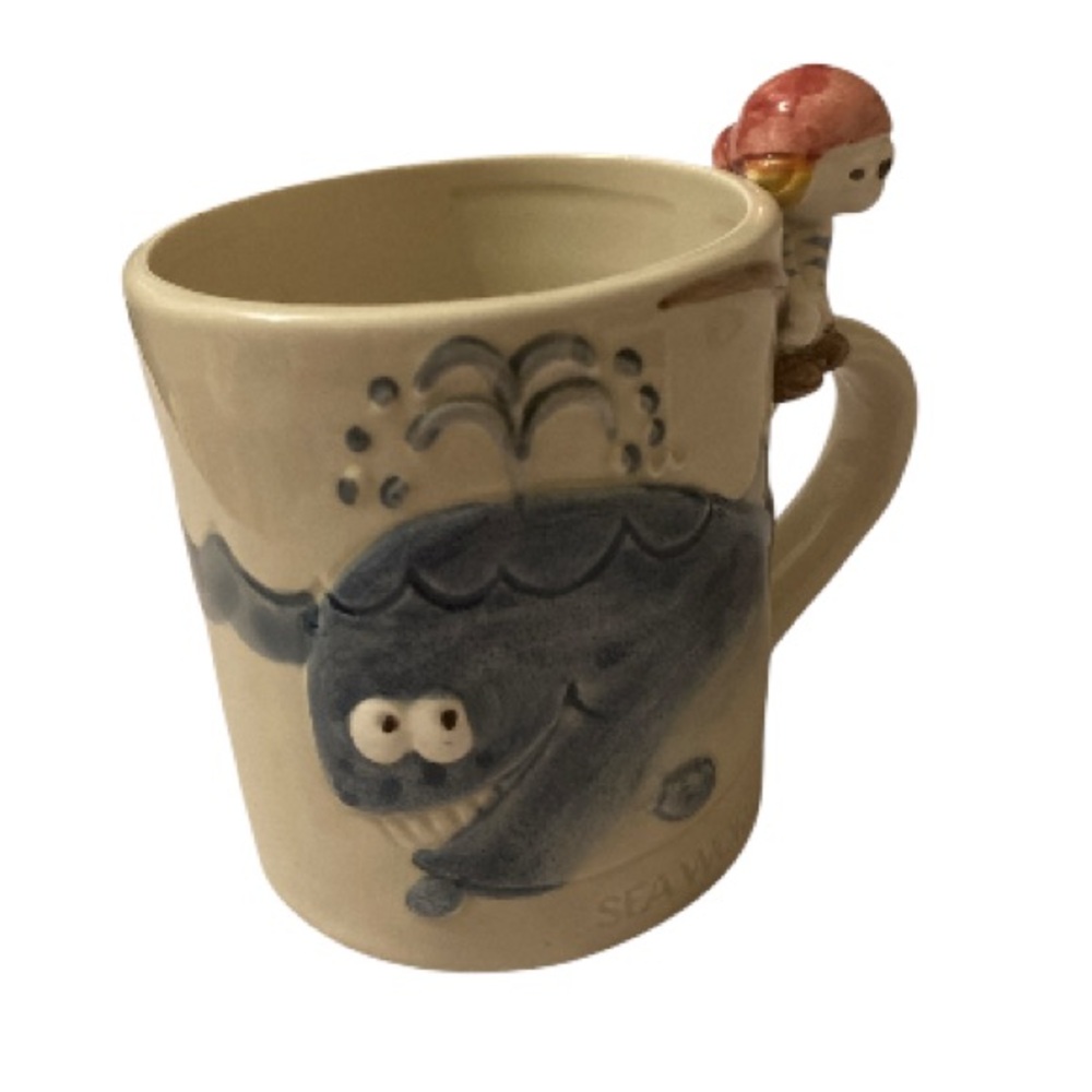Vintage Whale and Pirate SEA WORLD Nautical Coffee Mug